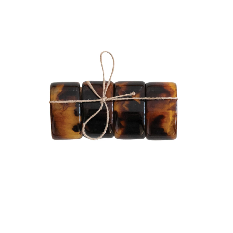 Tortoise Shell Napkin Rings, Set of 4