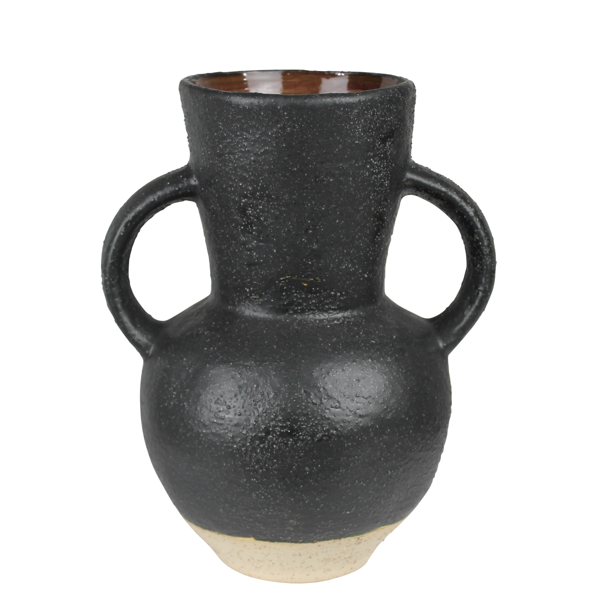 Umbria Ceramic Vase, Black Amphora