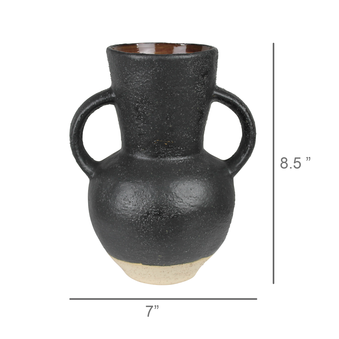 Umbria Ceramic Vase, Black Amphora