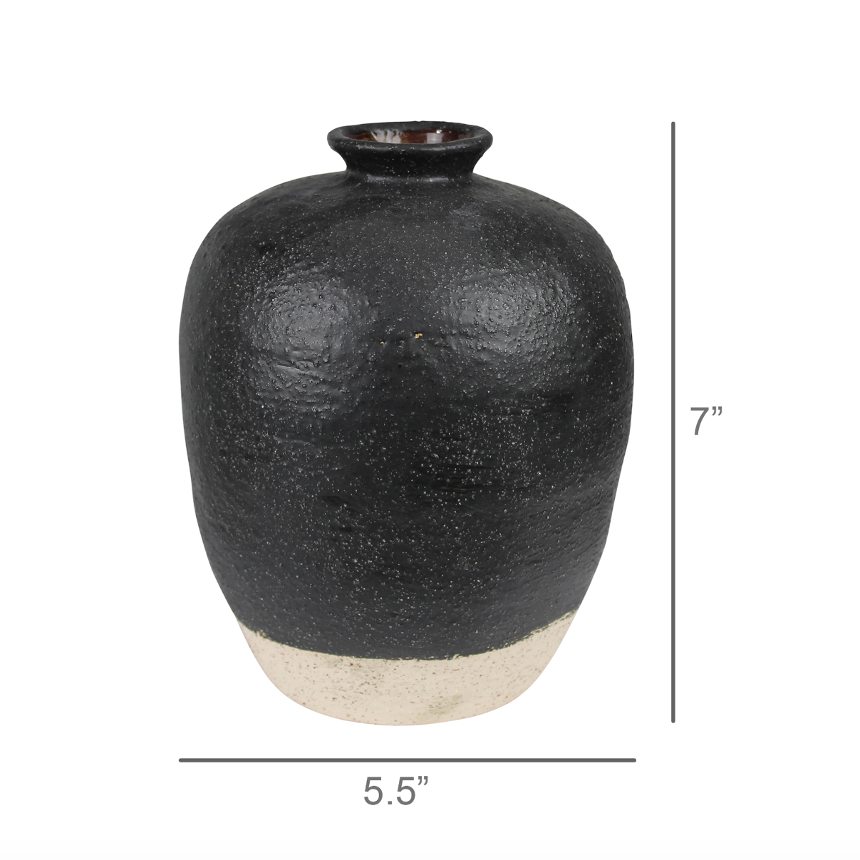 Umbria Ceramic Vase, Black Drum