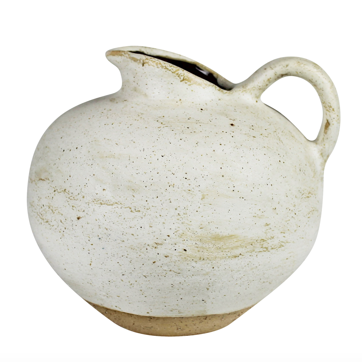 Umbria Ceramic Vase, White Round Pitcher