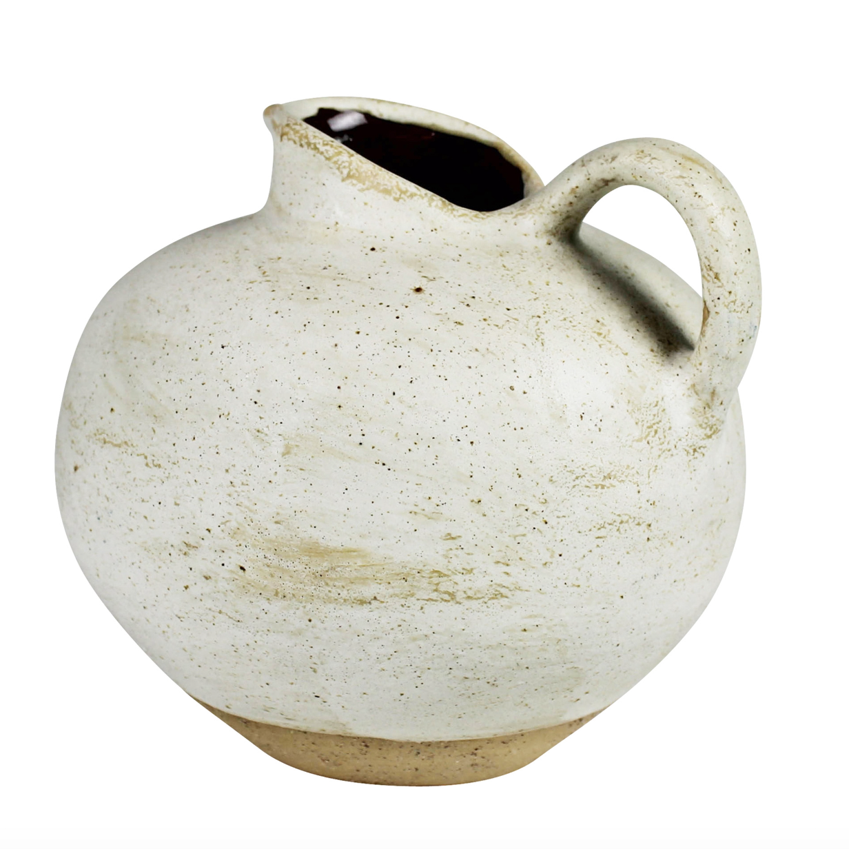 Umbria Ceramic Vase, White Round Pitcher