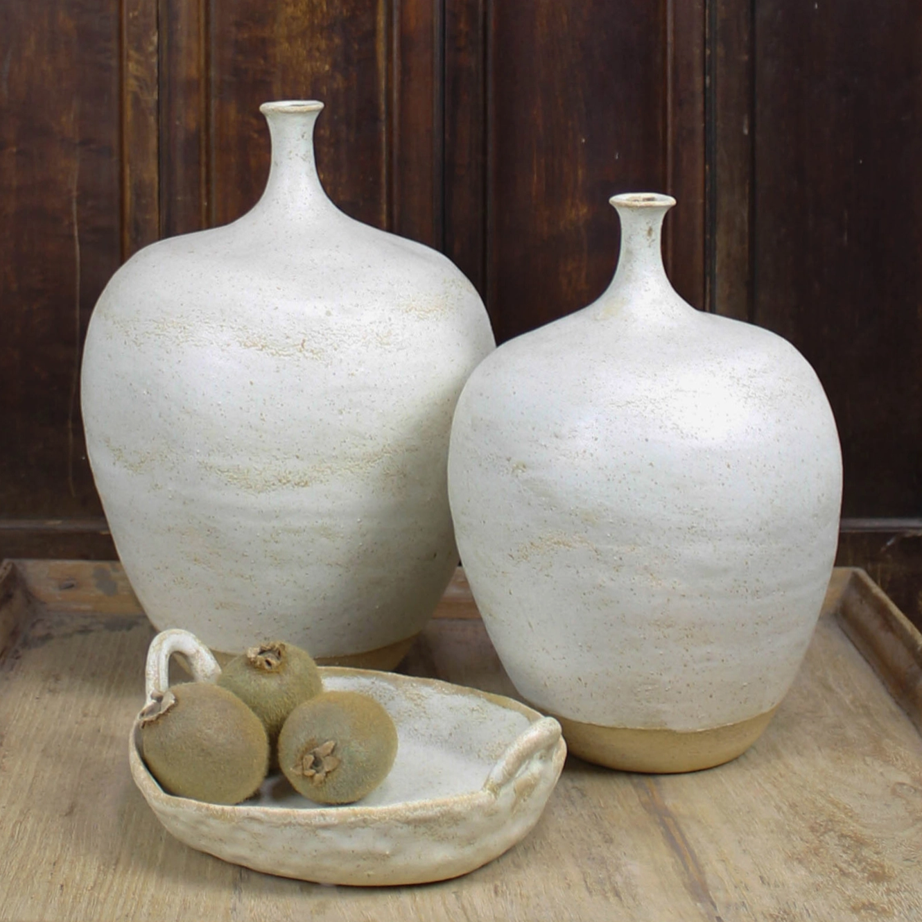 Umbria Thin Neck Ceramic Vase, White
