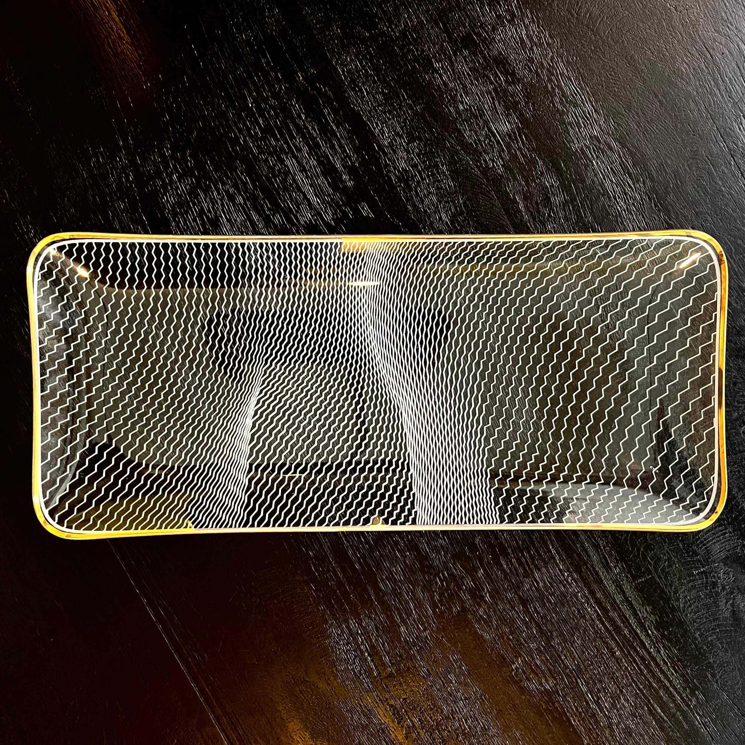 Vintage Art Deco Etched Glass Tray