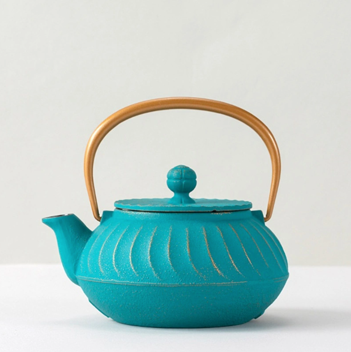 Wave Cast Iron Teapot, Teal