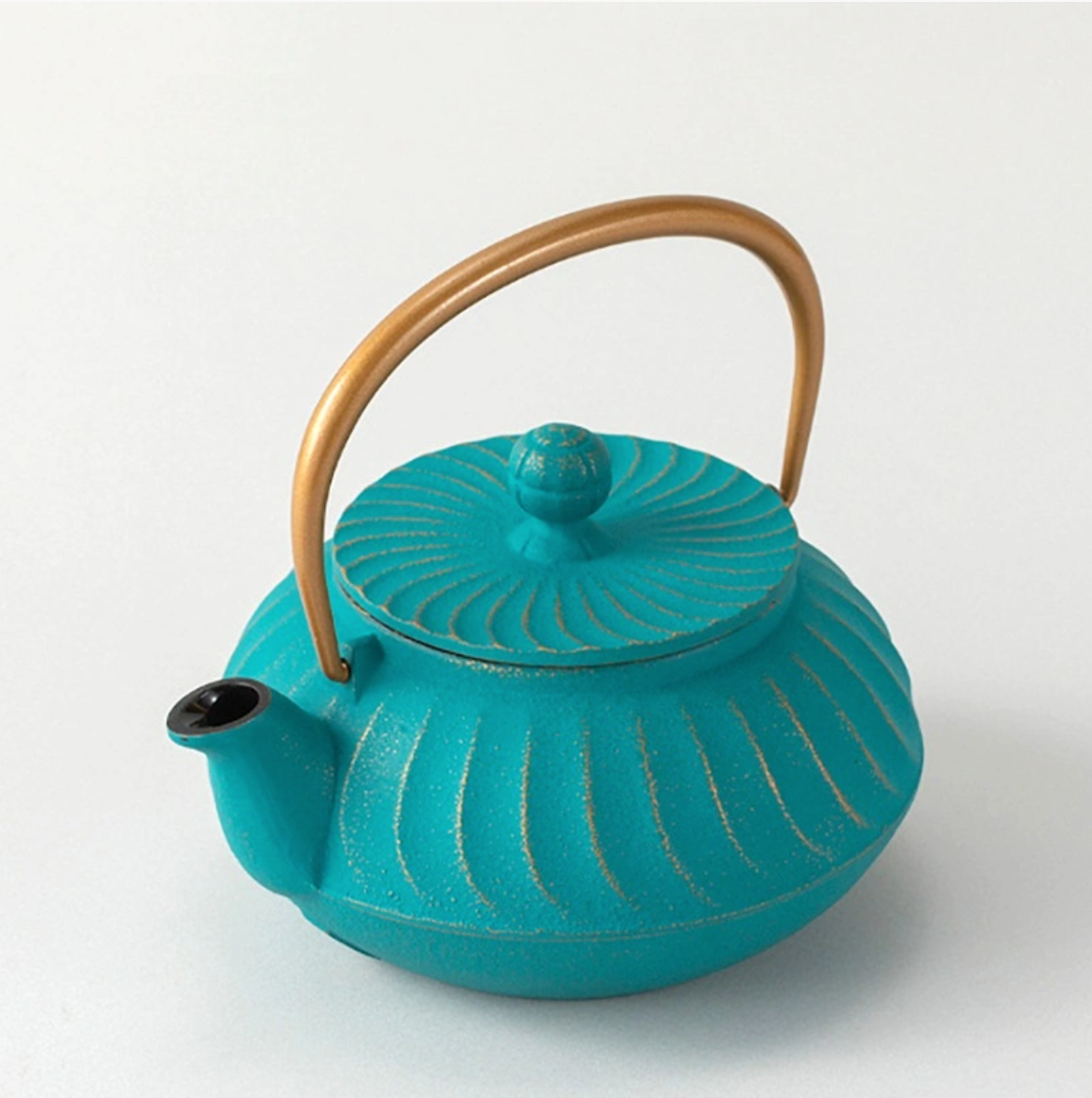 Wave Cast Iron Teapot, Teal