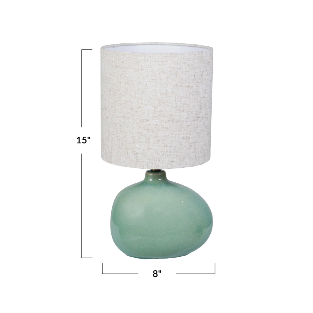 Organic Aqua Stoneware Table Lamp