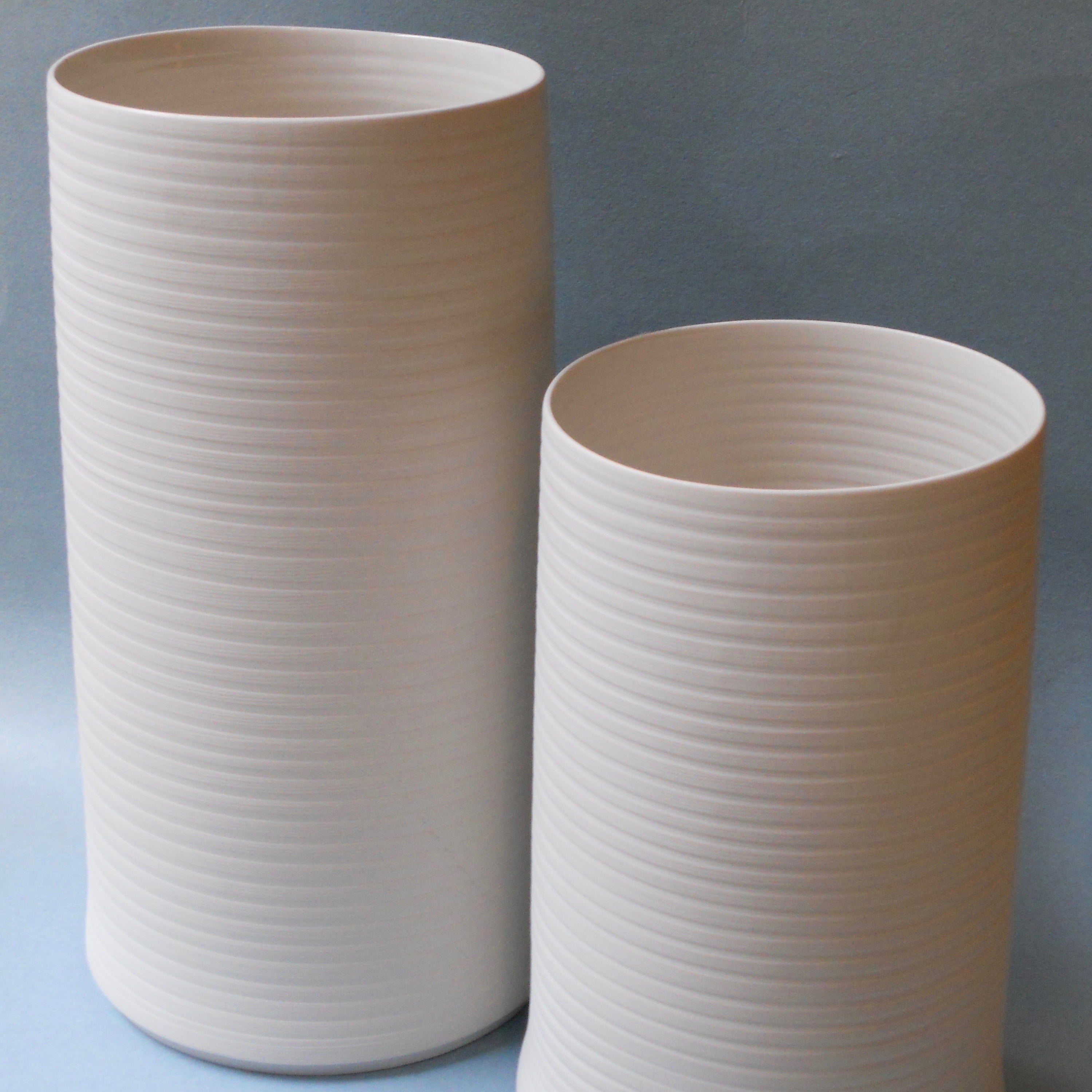 Ribbed Porcelain Vase, Matte White