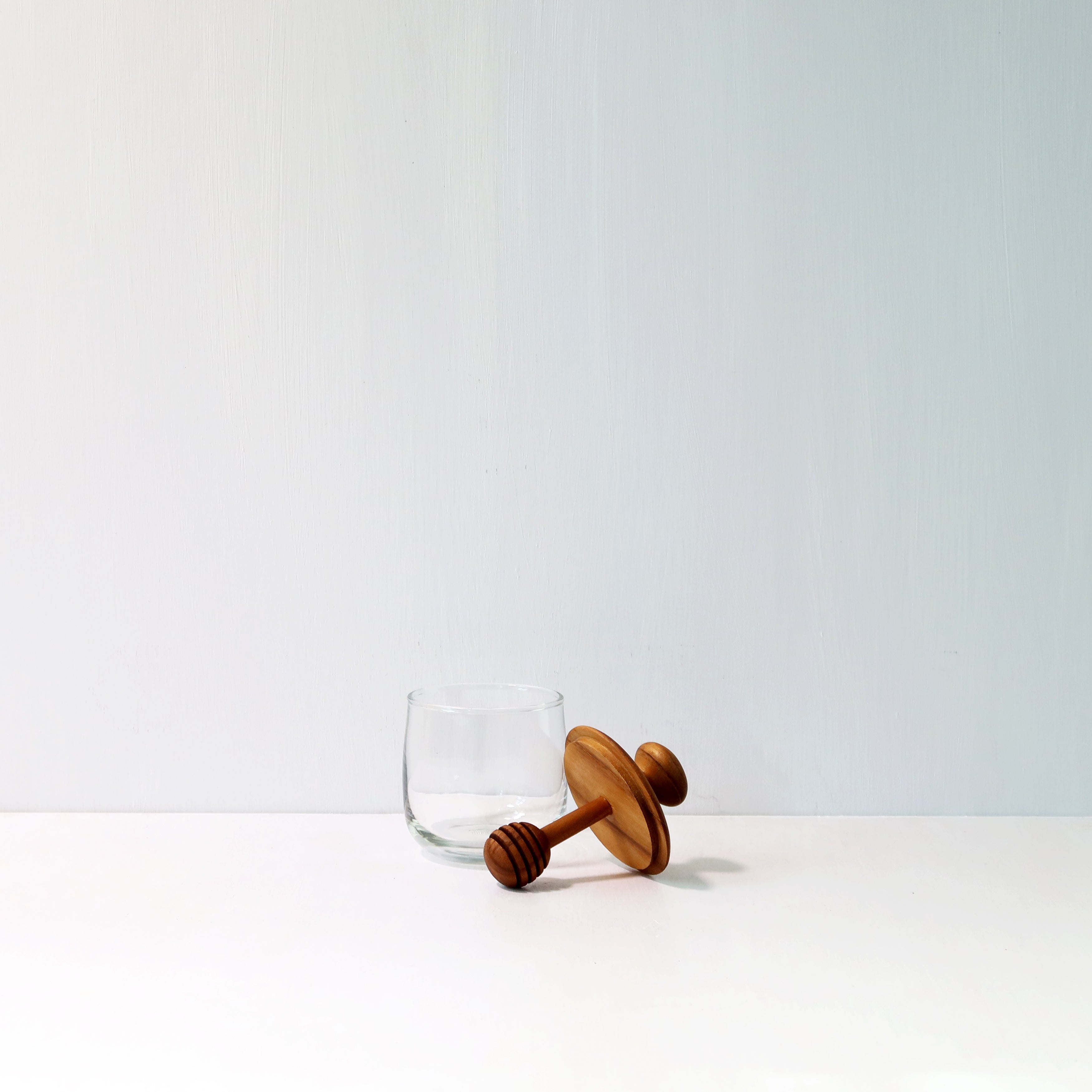 Honey Jar in Glass and Teak, Small