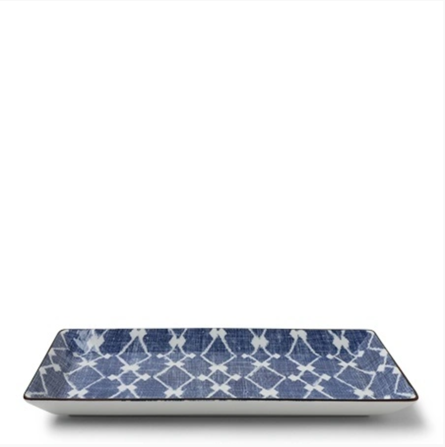 Indigo Cross Rectangle Plate