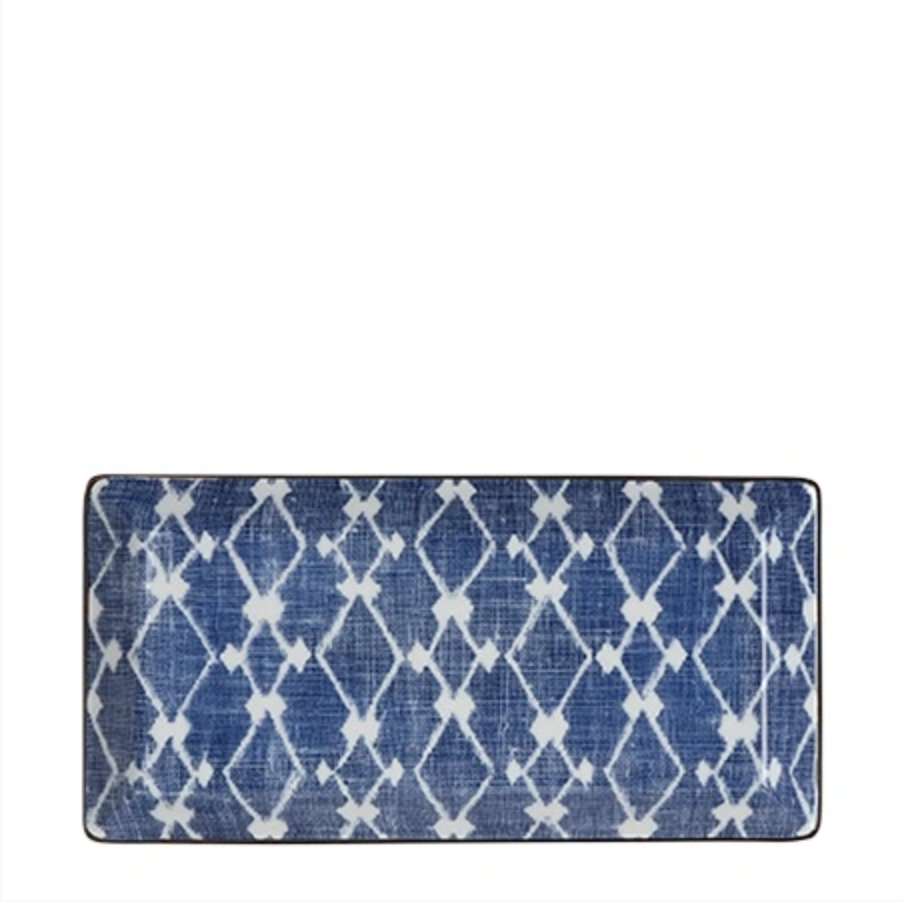 Indigo Cross Rectangle Plate