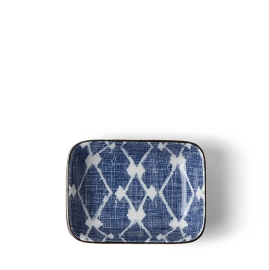 Indigo Cross Sauce Dish, Rectangle