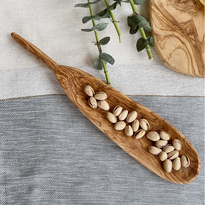 Oval Narrow Tapas Board in Olive Wood