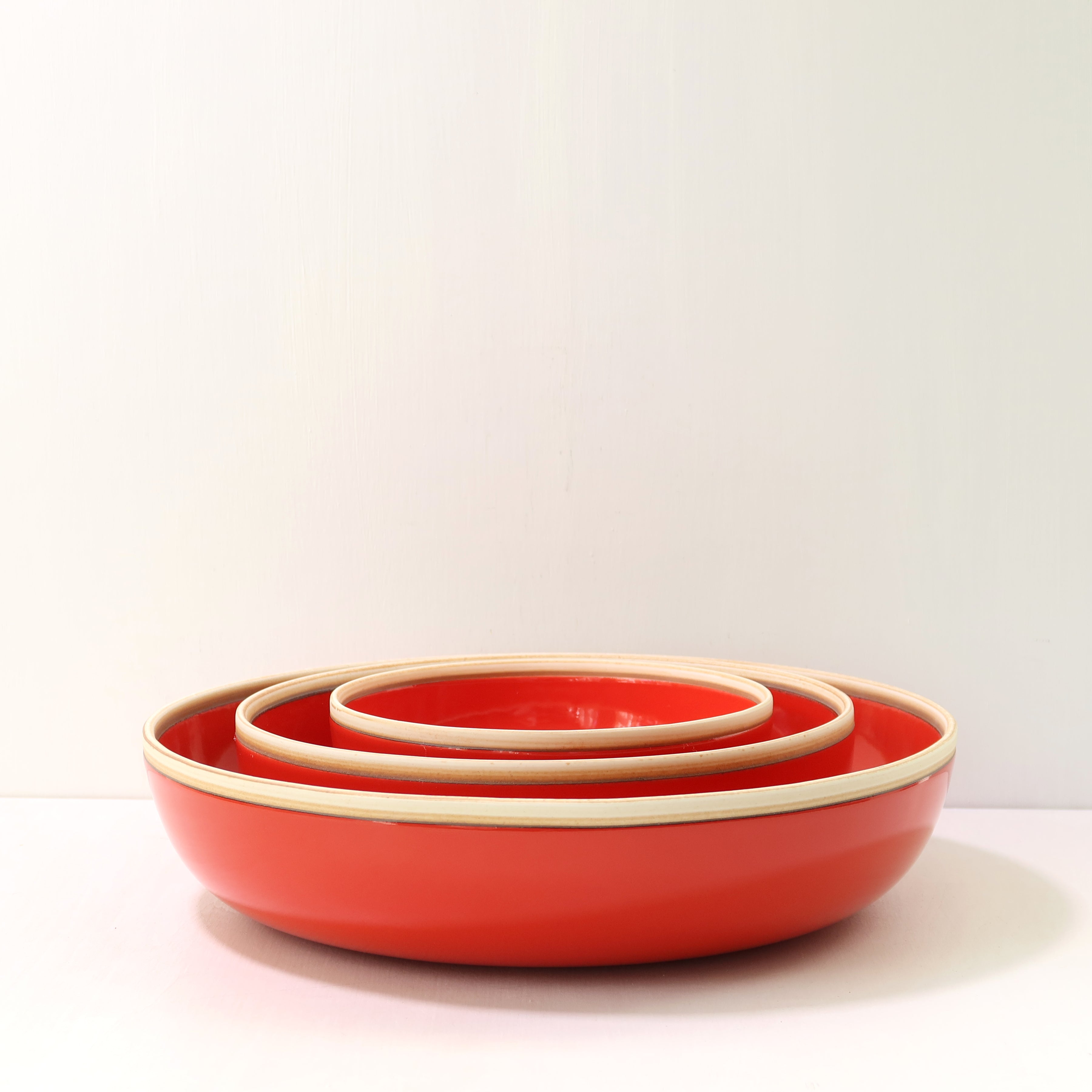 Porcelain Nesting Bowls, Lipstick Red