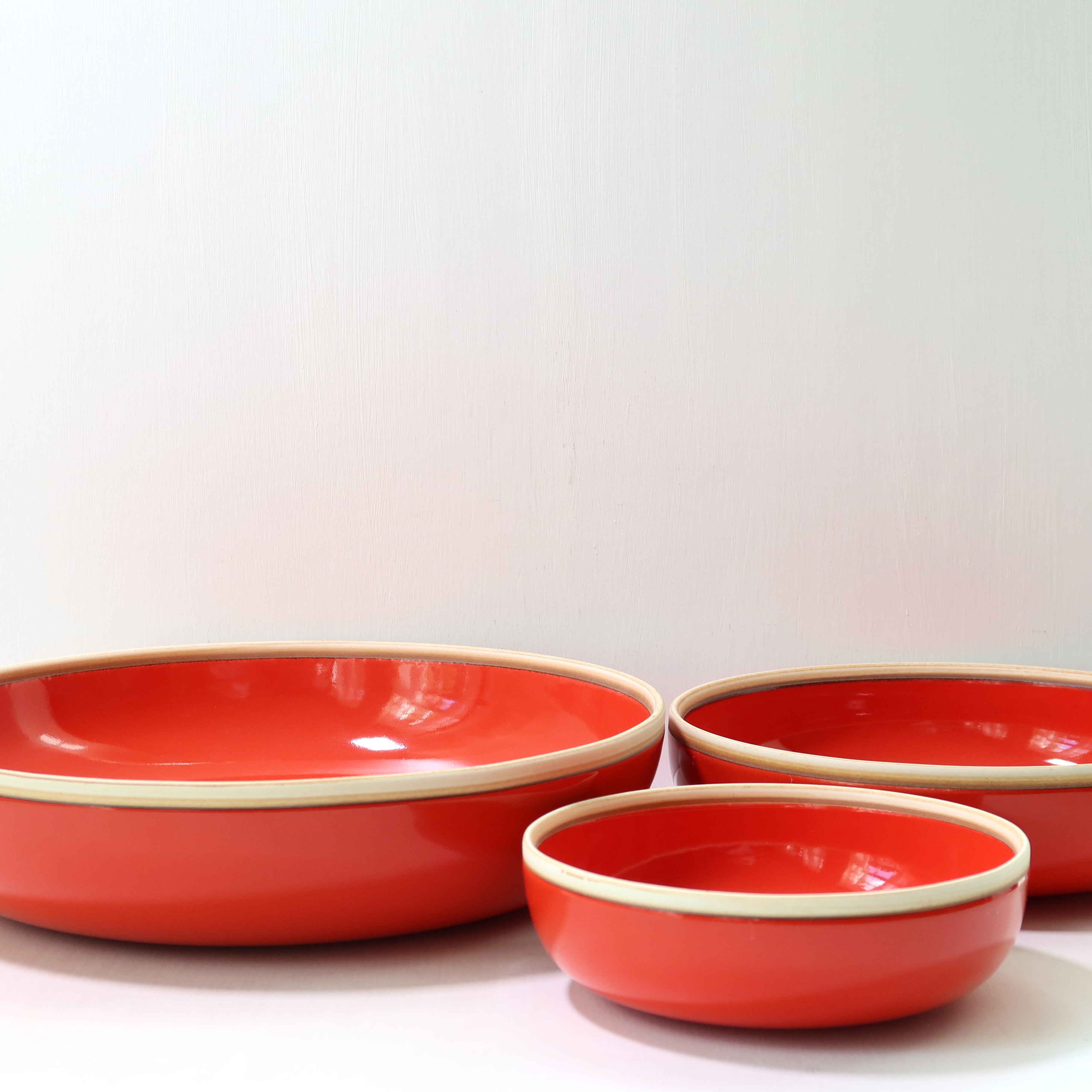 Porcelain Nesting Bowls, Lipstick Red