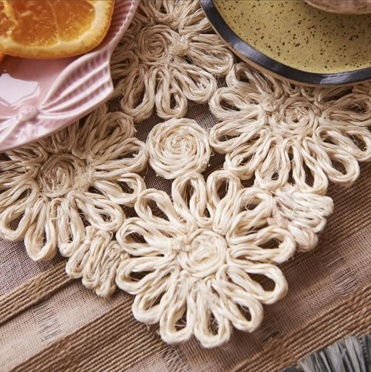 Flower Placemat in Abaca, Set of 2