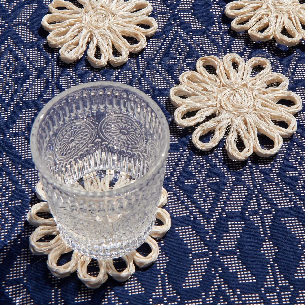 Flower Coasters in Abaca, Set of 2