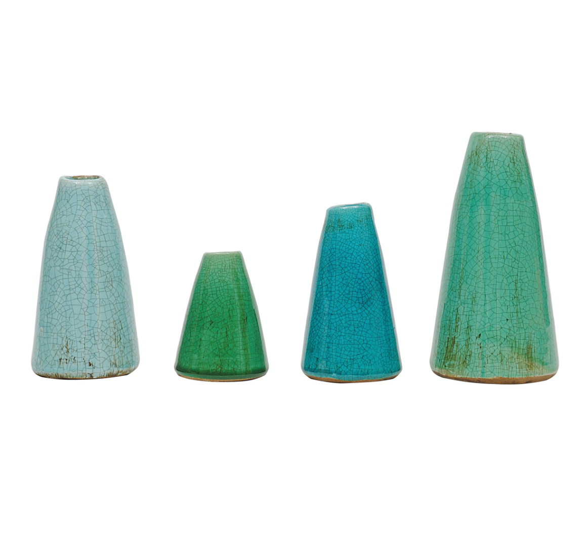 Terracotta Vase in Aqua, Set of 4