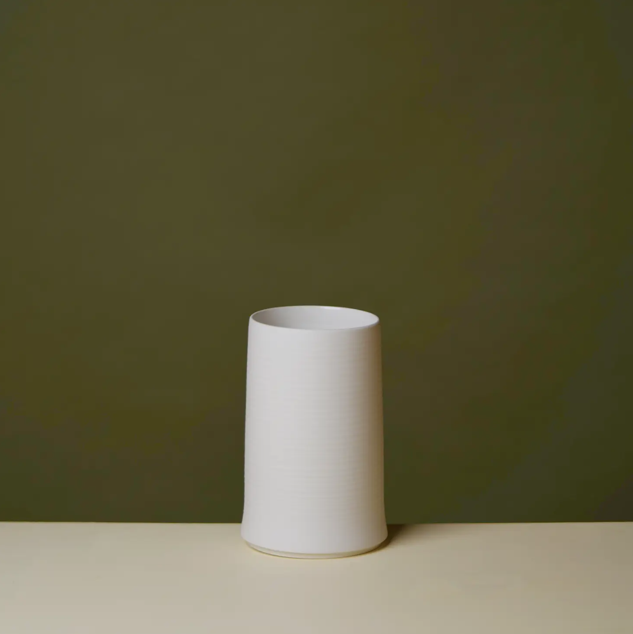 Ribbed Porcelain Vase, Matte White