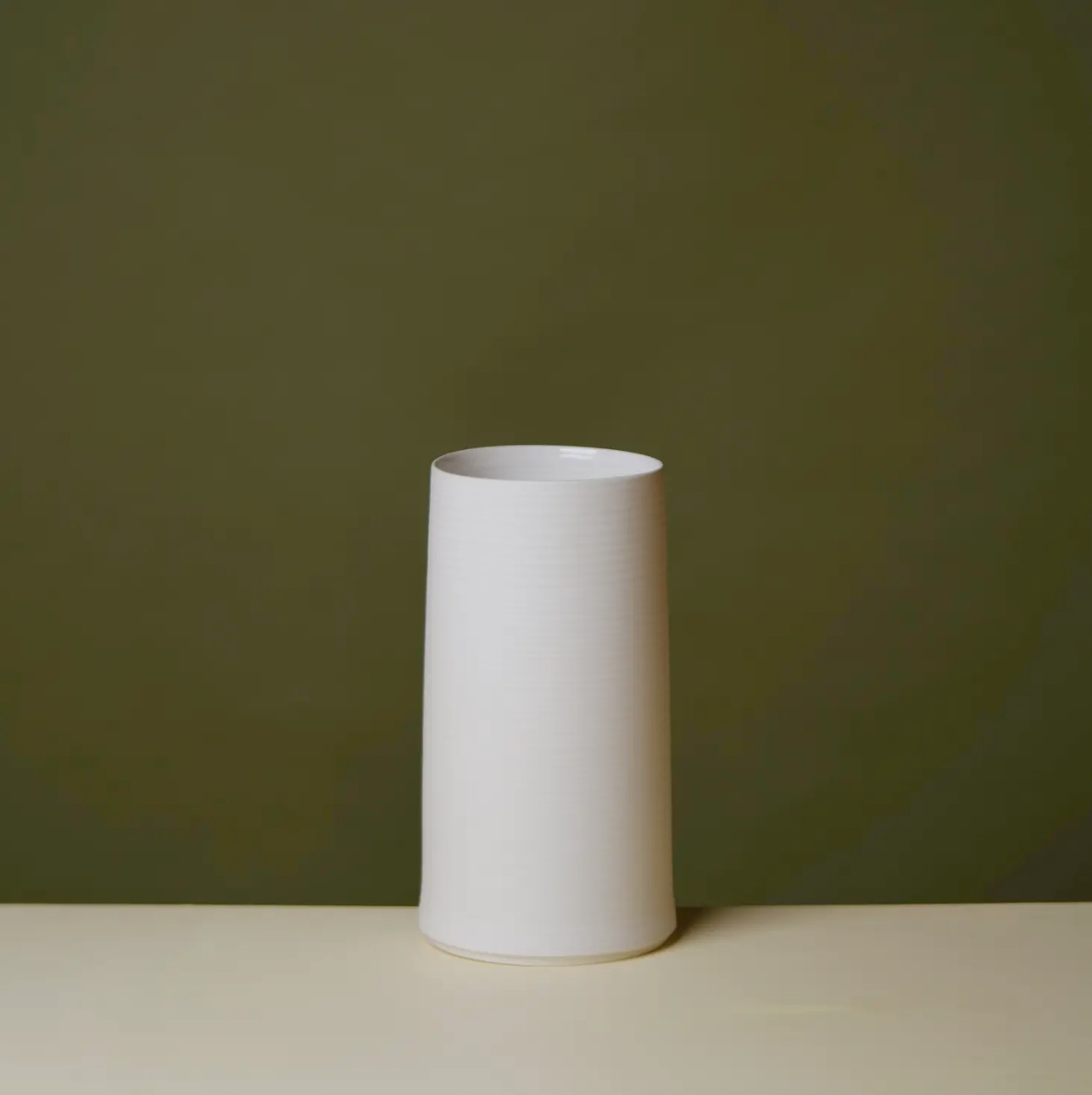 Ribbed Porcelain Vase, Matte White