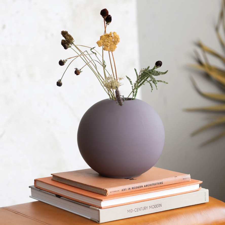 Round Plum Stoneware Vase, Large