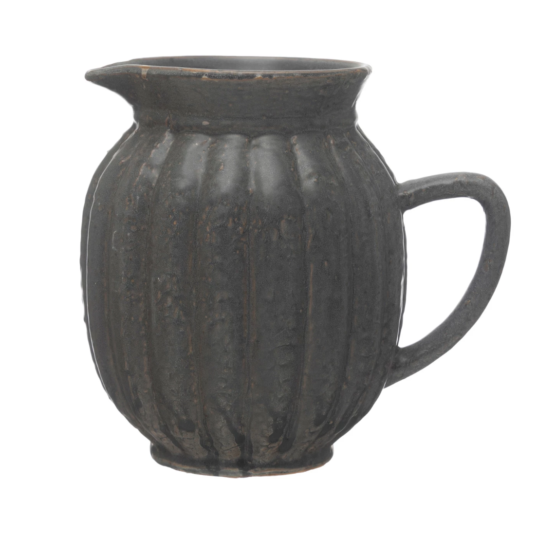 Stoneware Fluted Pitcher, Black