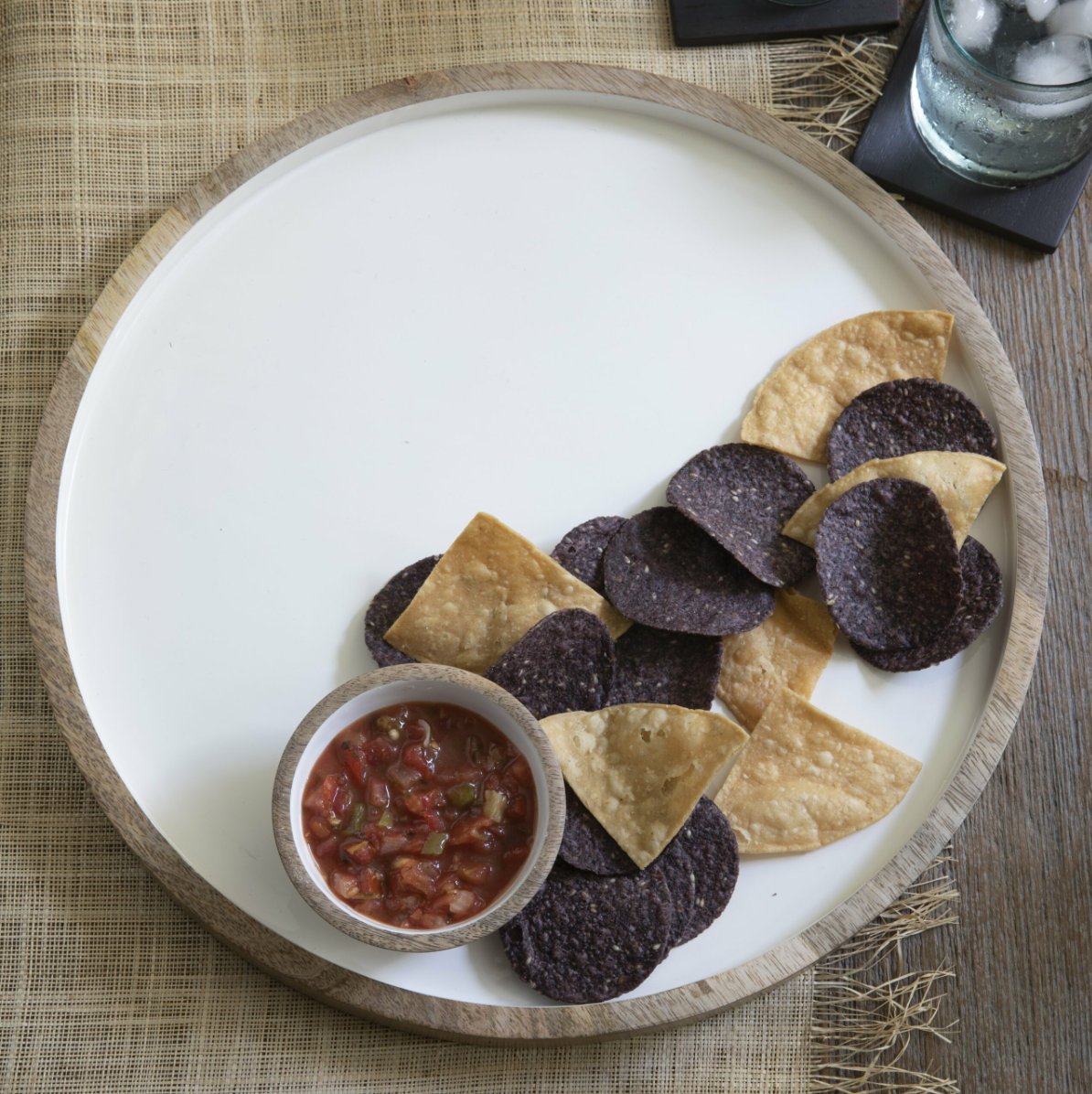 Wood & Enamel Round Platter