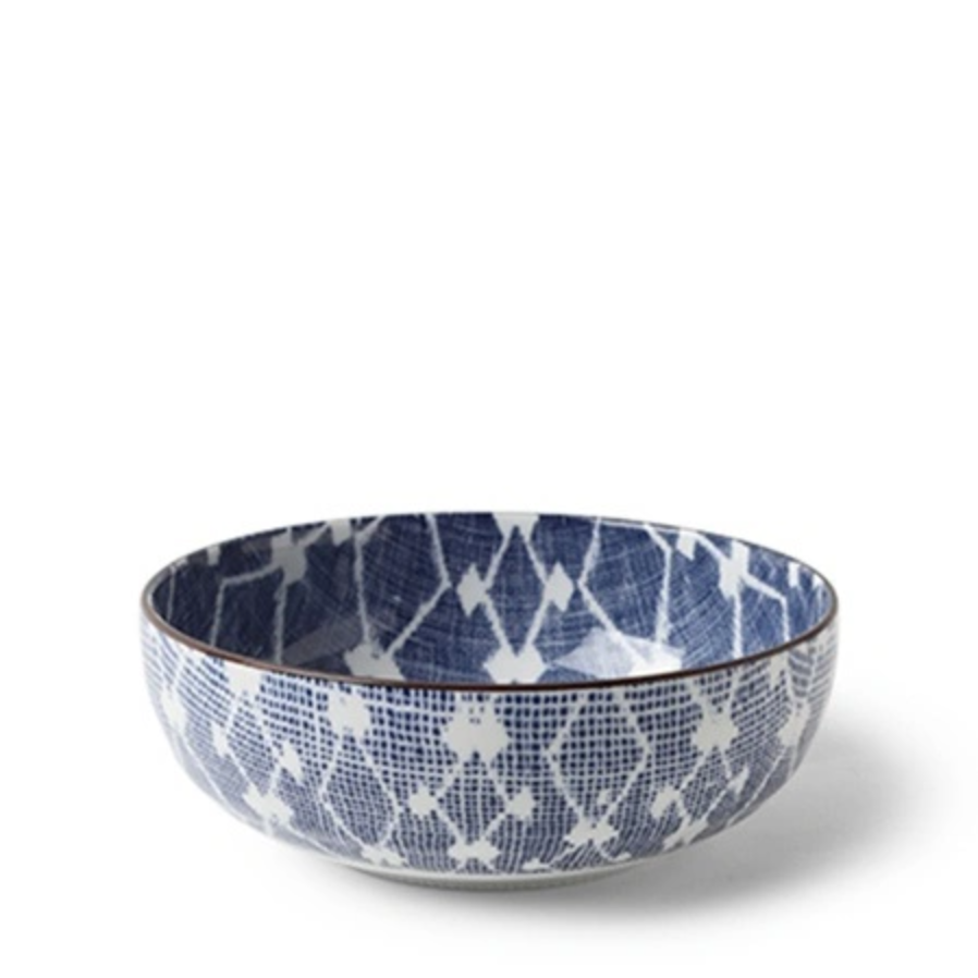 Indigo Cross Wide Bowl