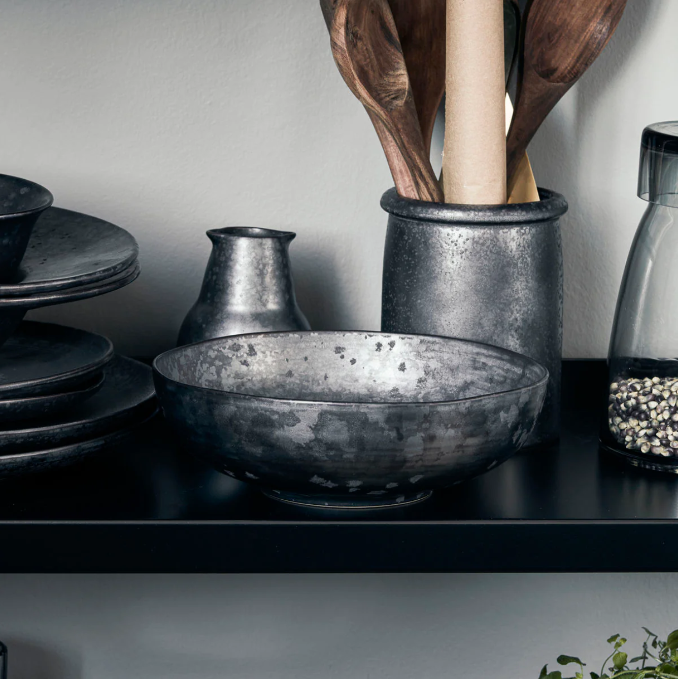 Pion Shallow Black Bowl