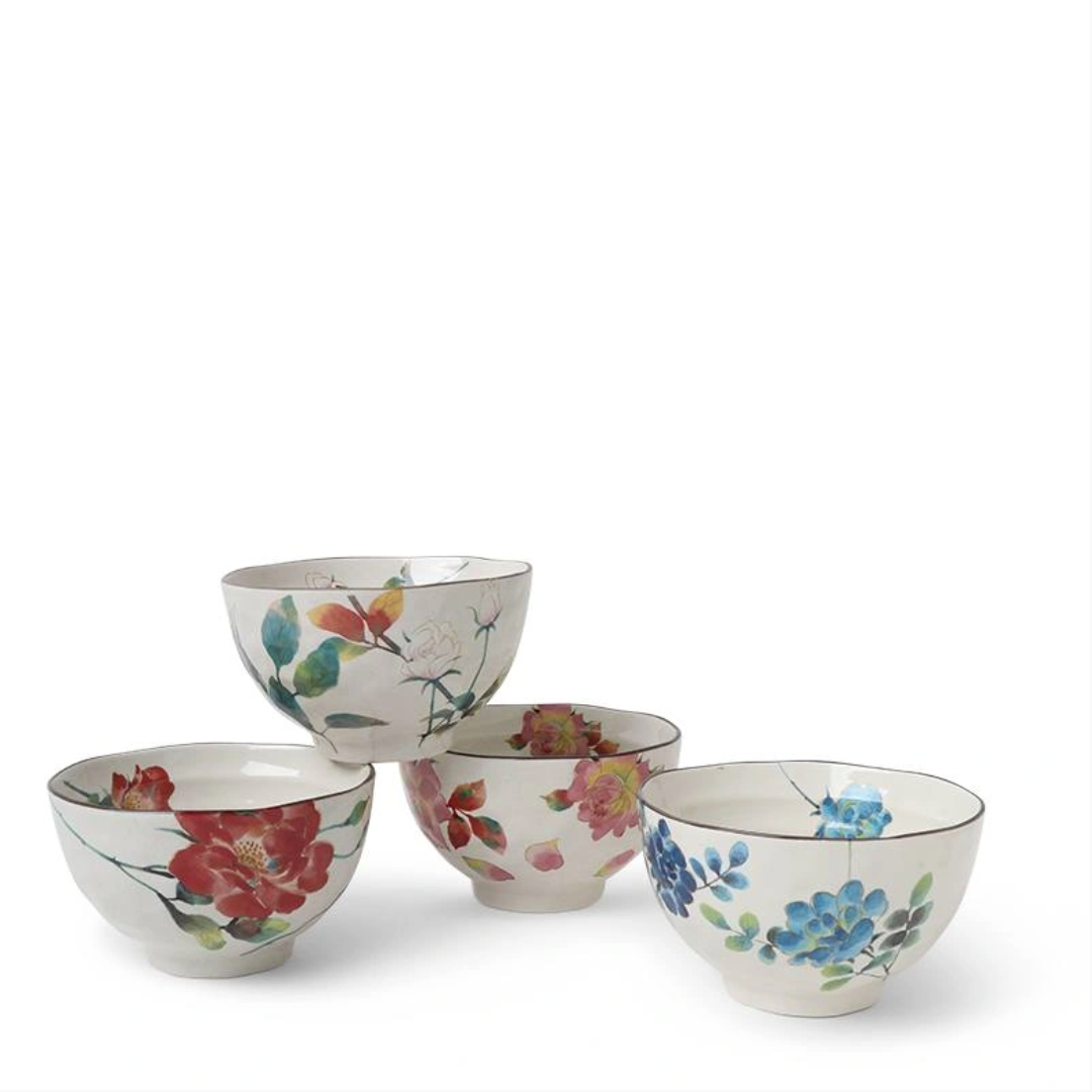 Summer Bloom Rice Bowls, Set of 4