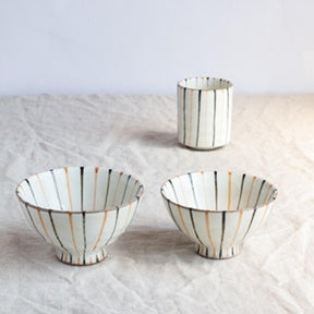 Handmade Brushed Lines Rice Bowl