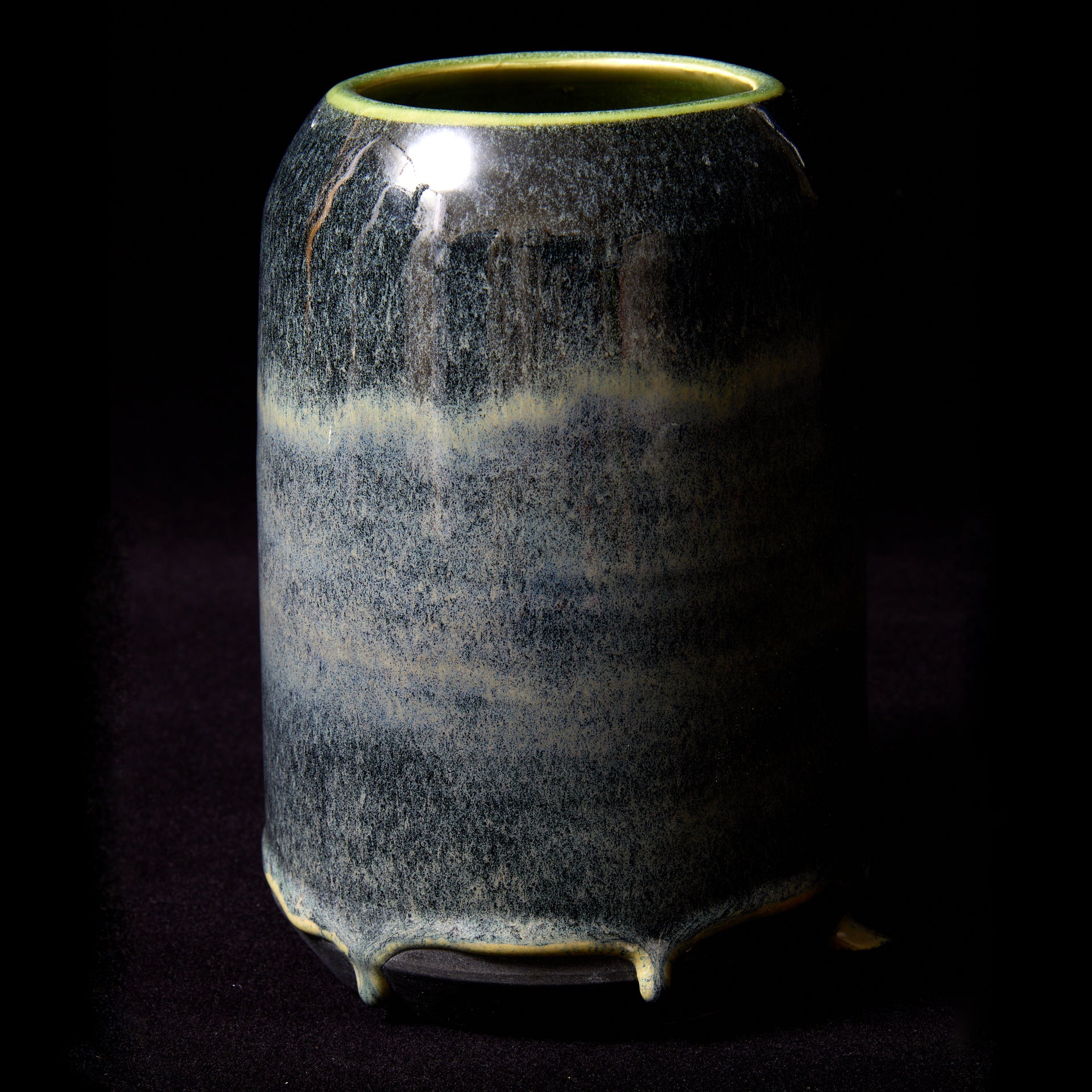 Tall Stoneware Black Spearmint Vase