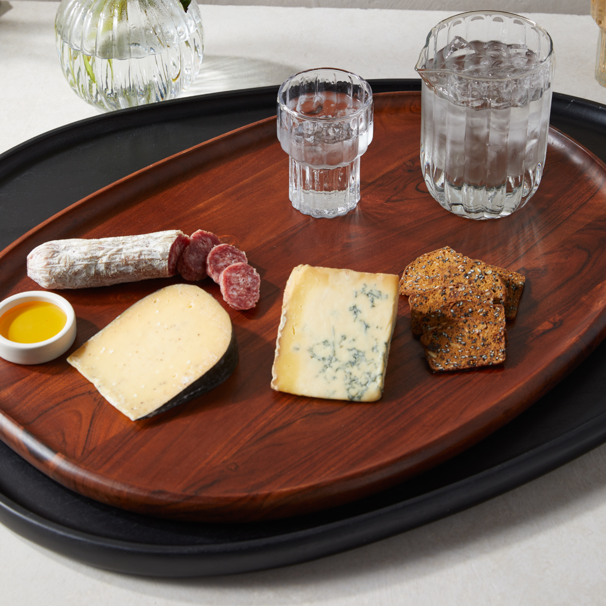 Handmade Acacia Serving Tray, Ebony