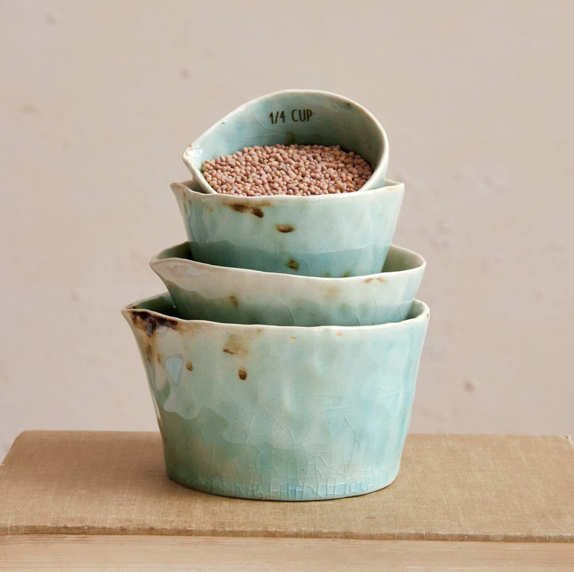 Aqua Crackle Measuring Cups, Set of 4