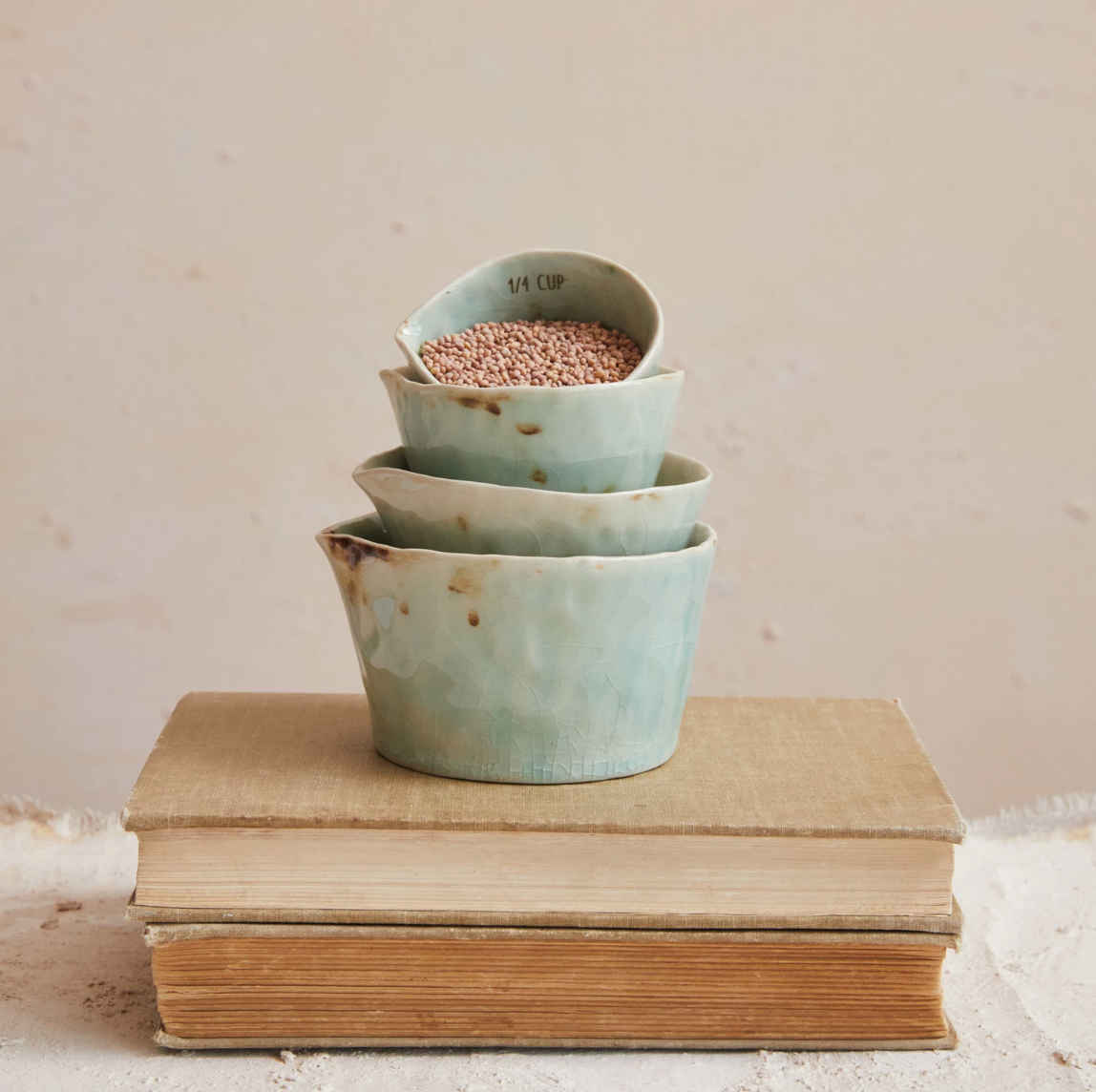 Aqua Crackle Measuring Cups, Set of 4
