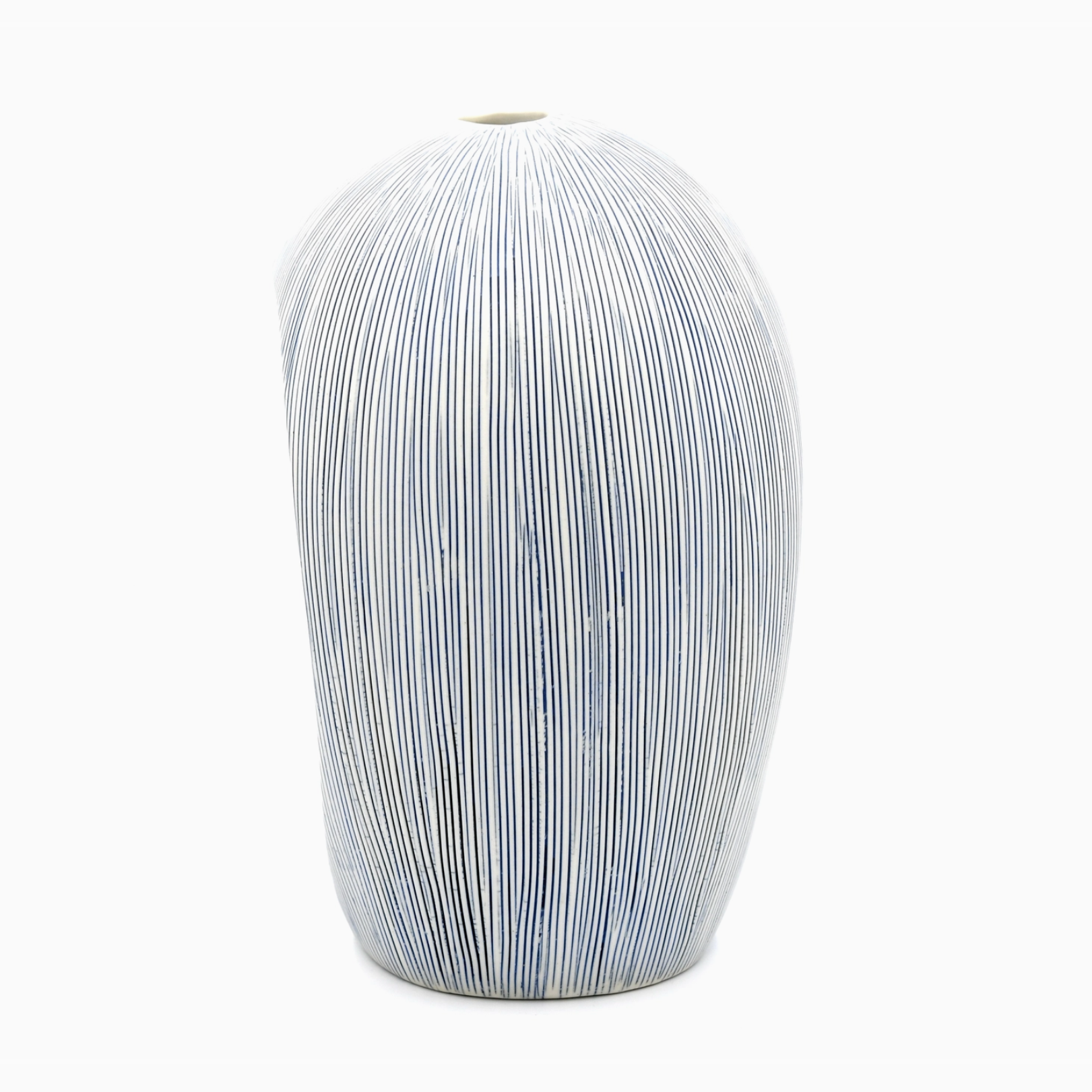 Handmade Arch Vase, Blue Lines