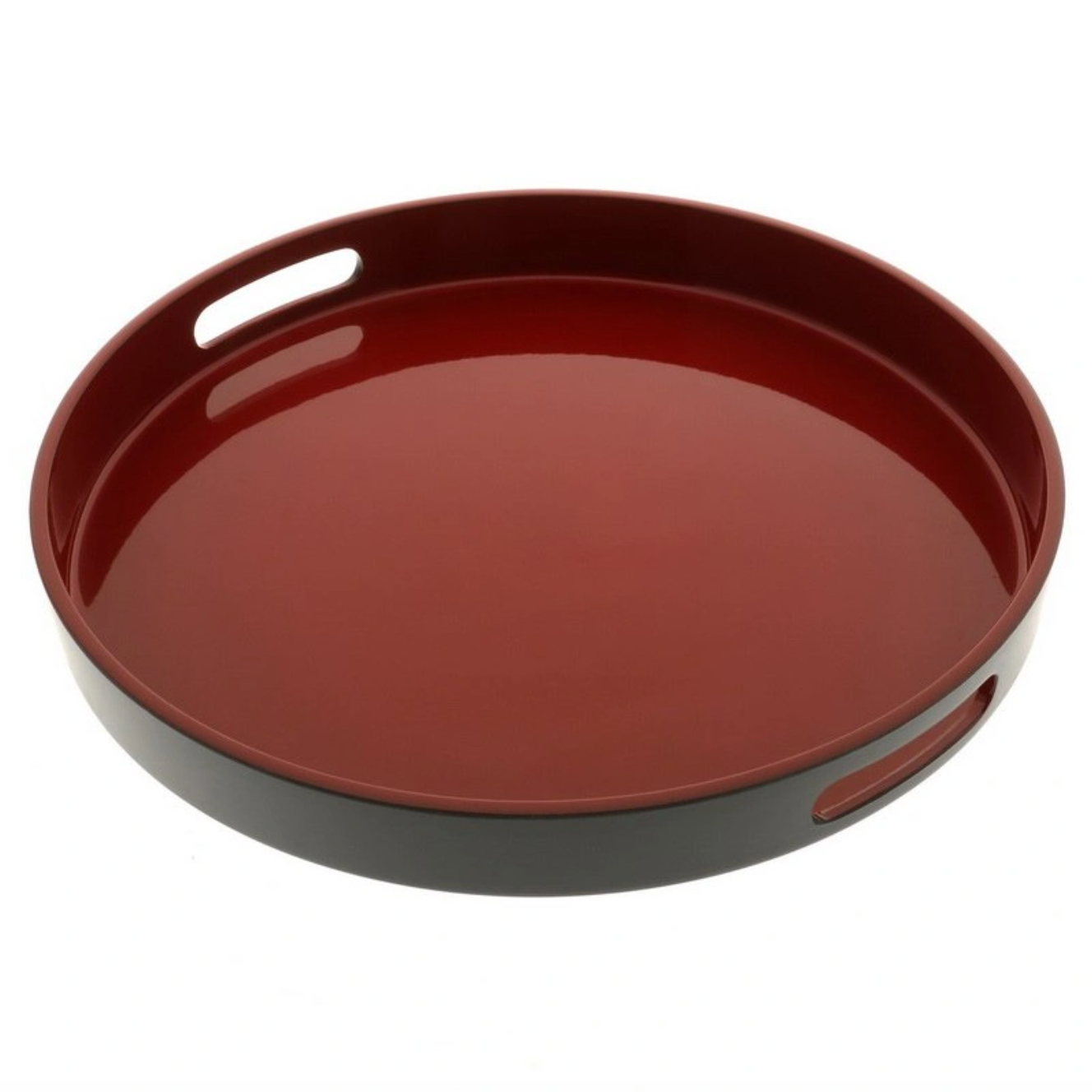 Round Lacquer Serving Tray, Black & Red