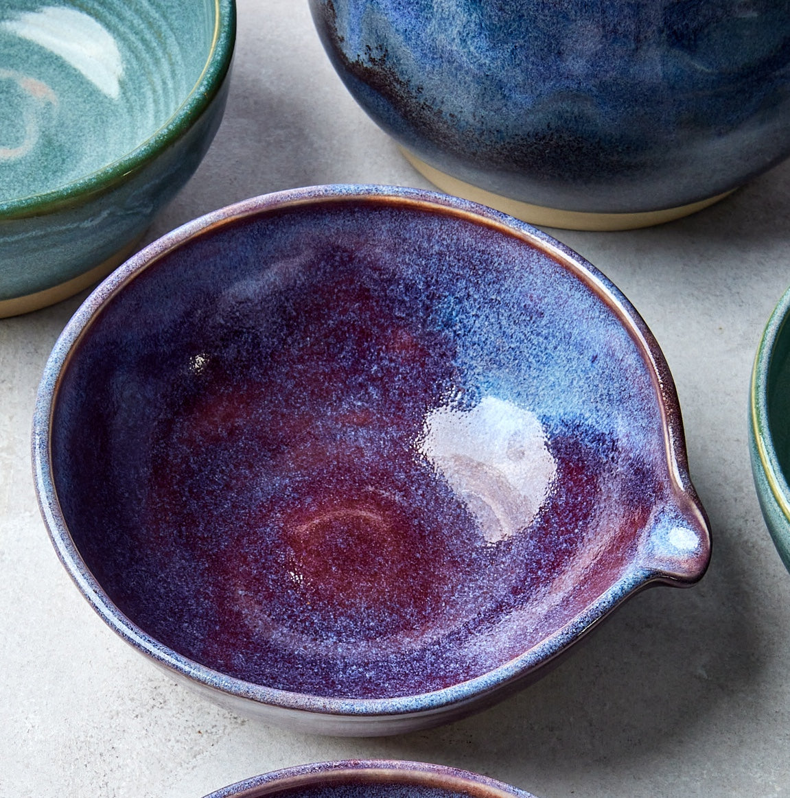 Plum Matcha Bowls with Spout