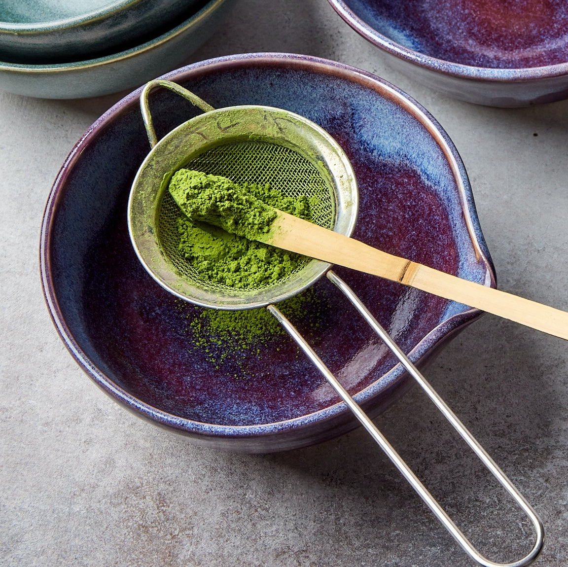 Plum Matcha Bowls with Spout