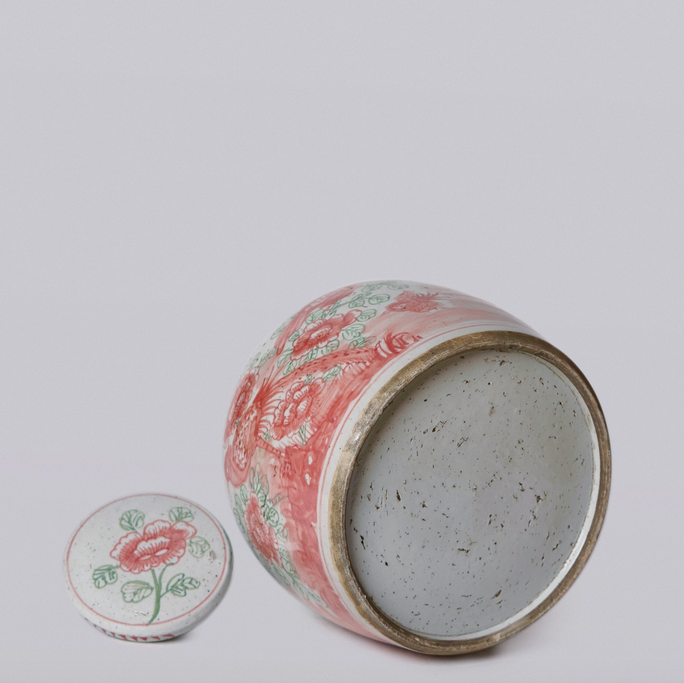 Porcelain Bird and Flower Round Storage Jar