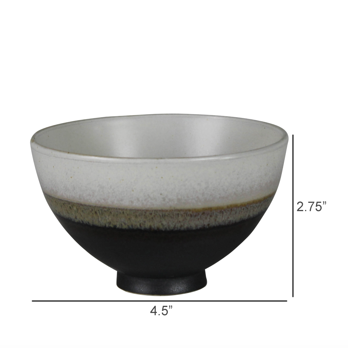 Black & White Ceramic Rice Bowl