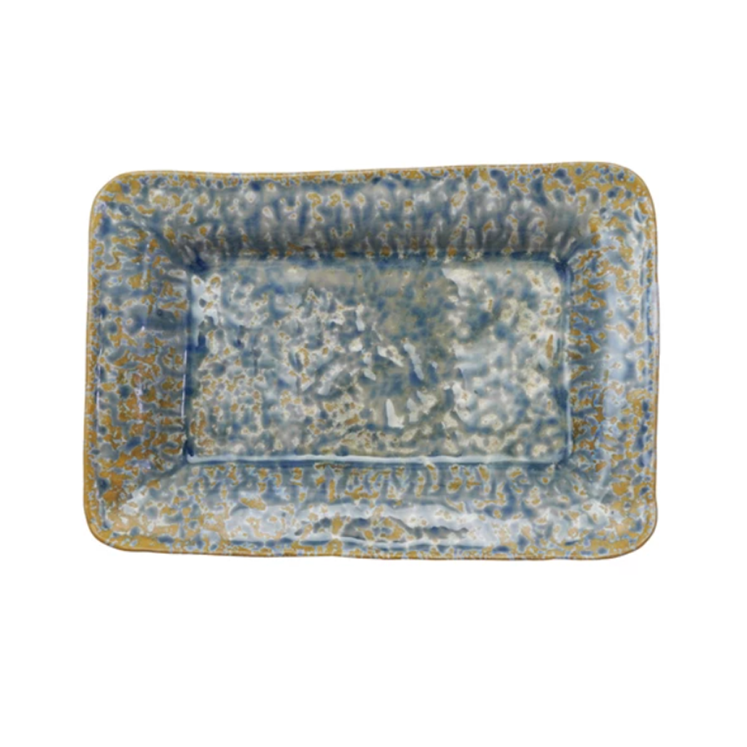 Blue Crackle Stoneware Platter