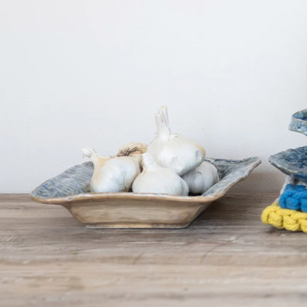 Blue Crackle Stoneware Platter