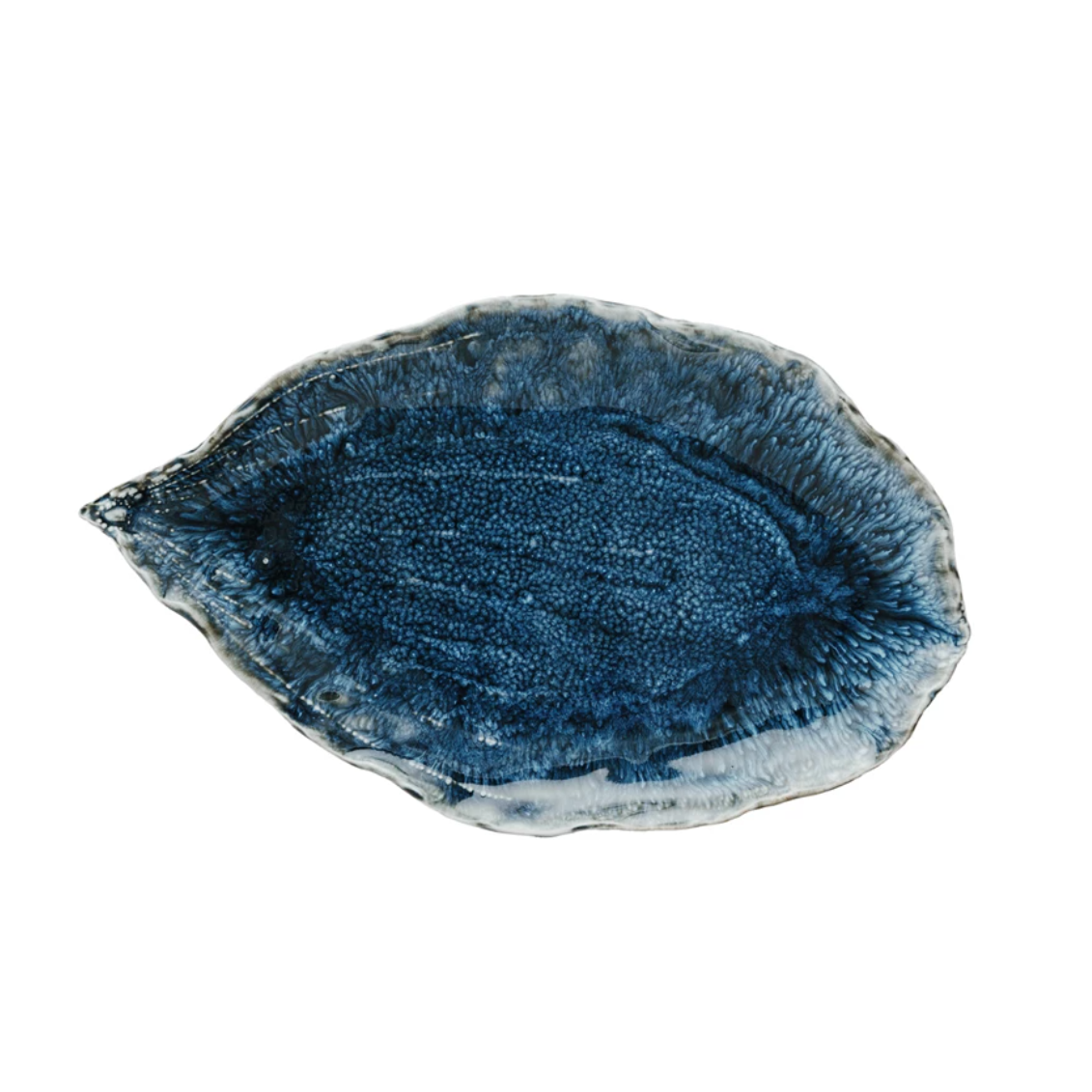 Stoneware Blue Leaf Platter