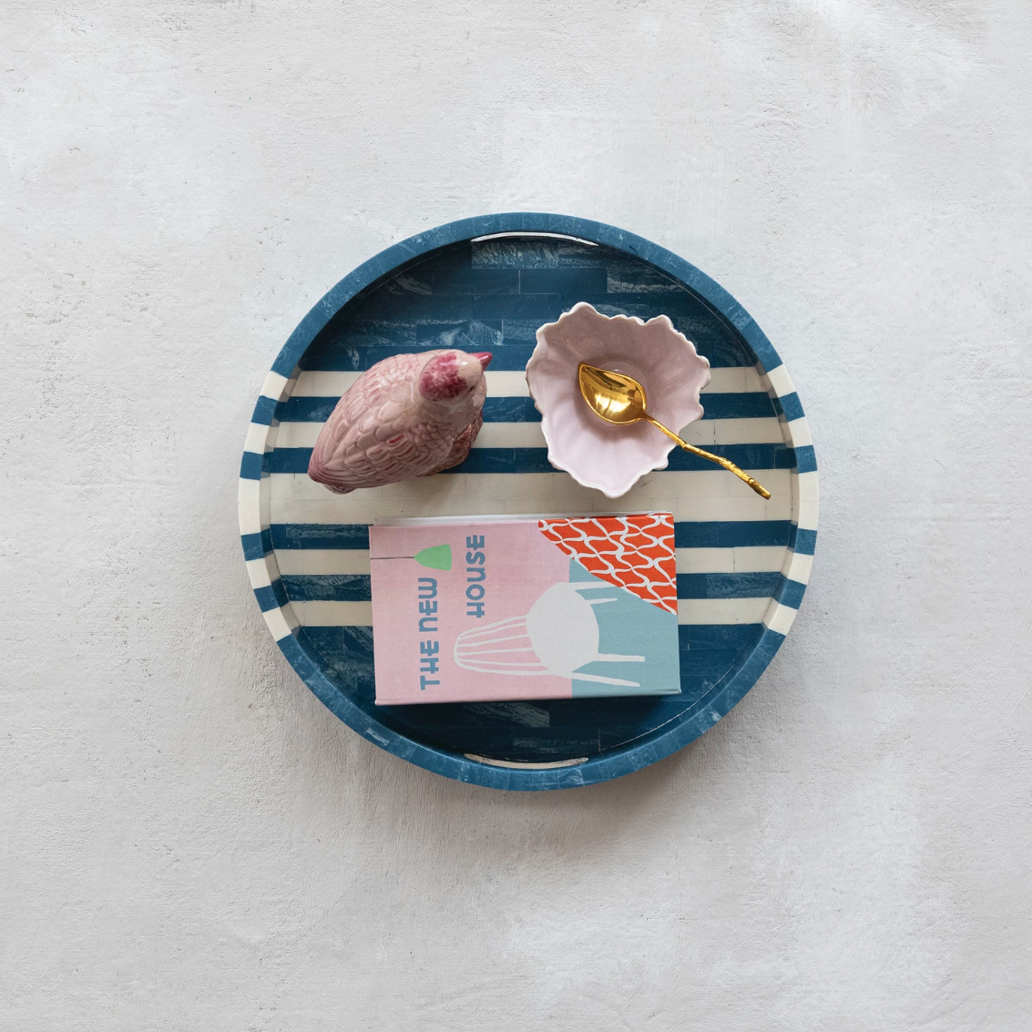 Blue Striped Resin Tray