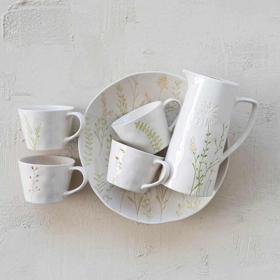 Debossed Botanical Pitcher