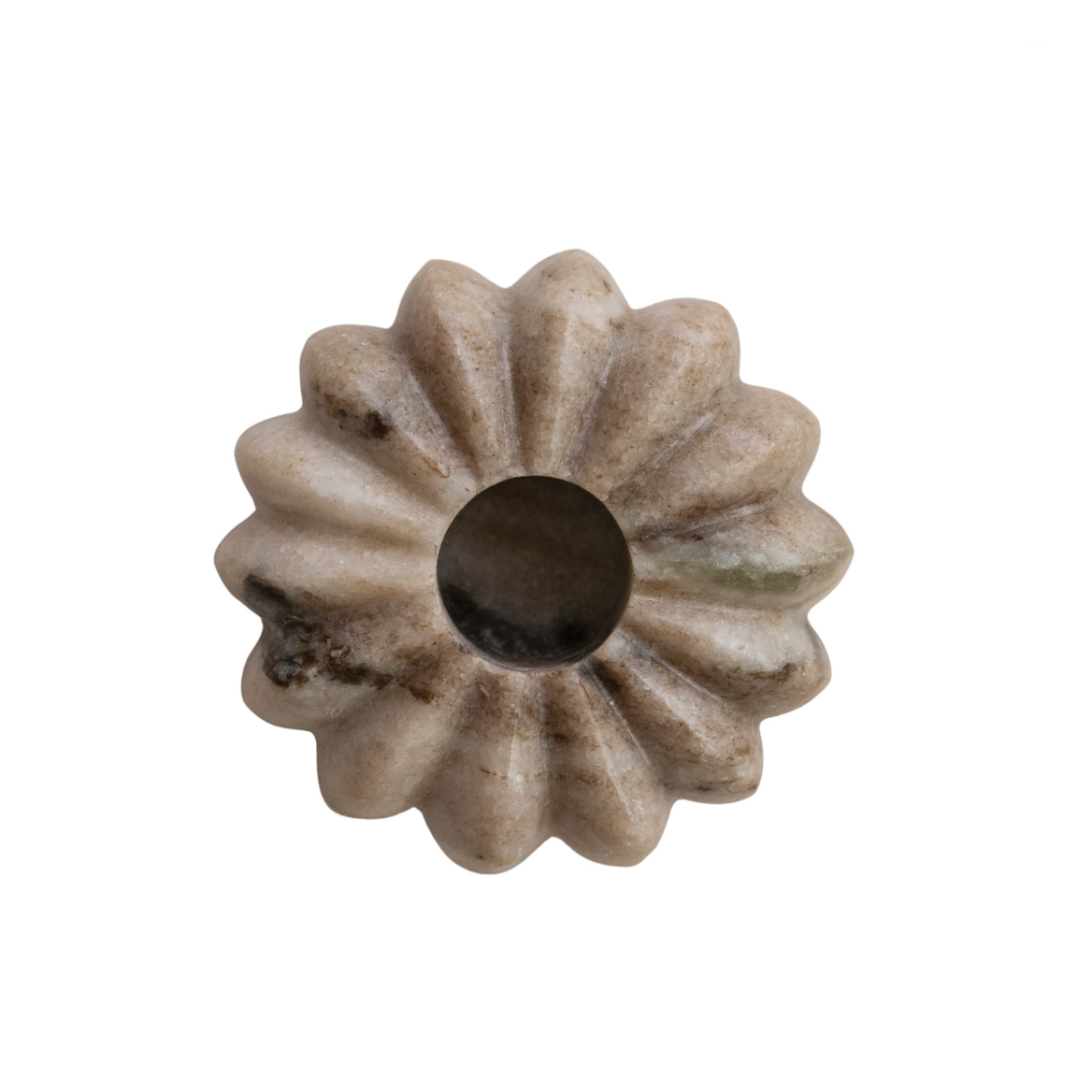 Brown Marble Fluted Taper Holder, Short
