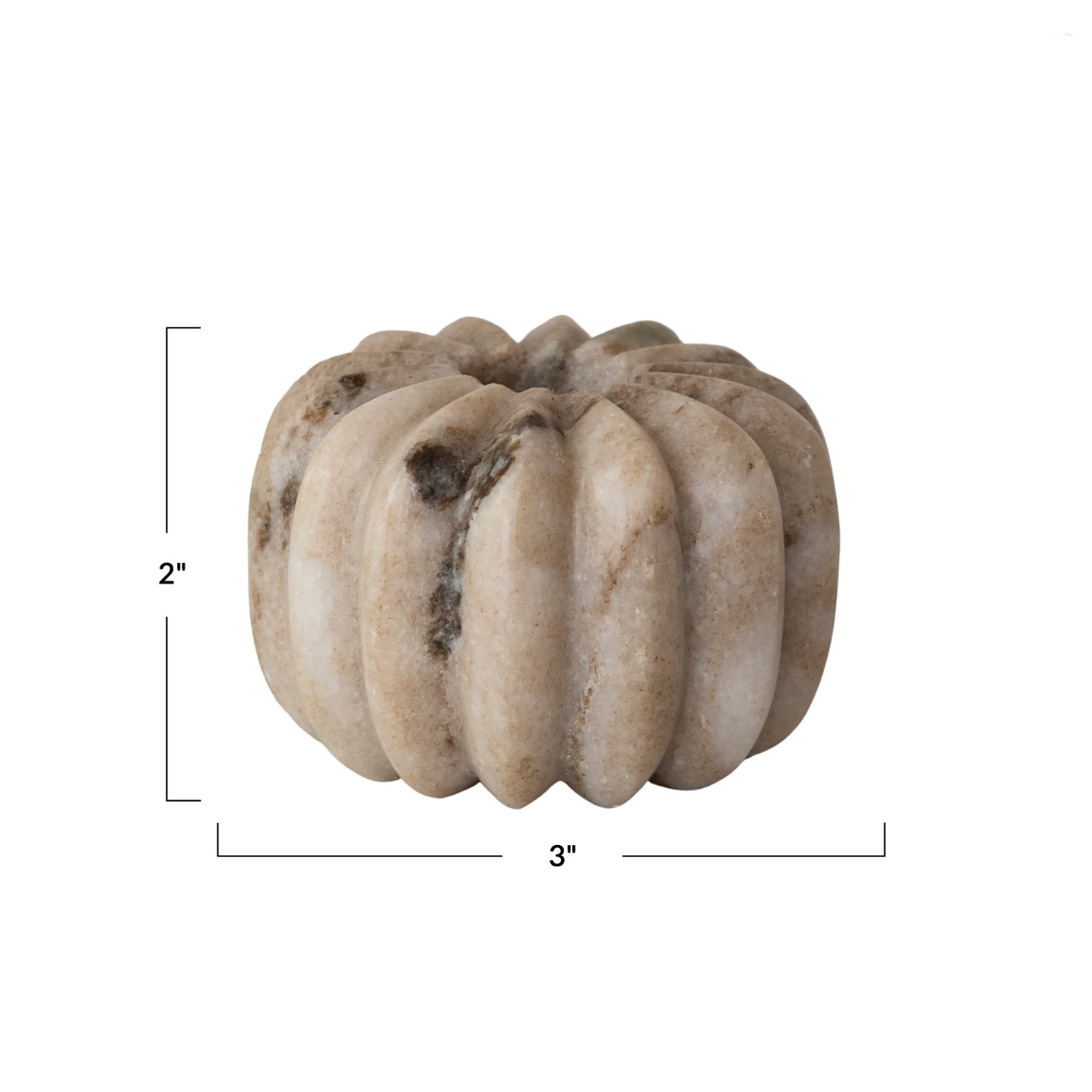 Brown Marble Fluted Taper Holder, Short