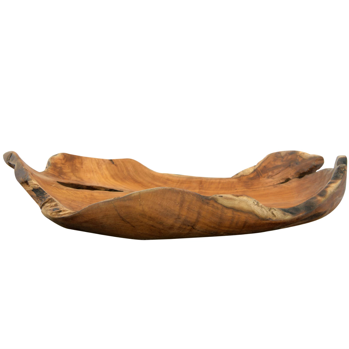 Hand Carved Wide Teak Bowl