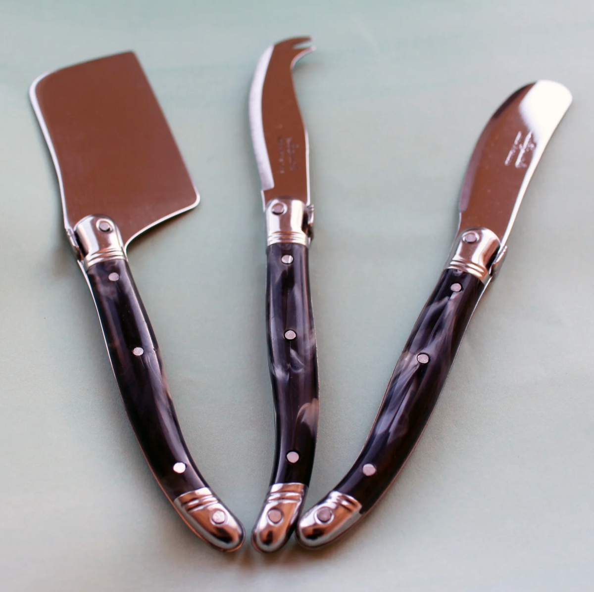 Laguiole Cheese Servers in Black Marble, Set of 3